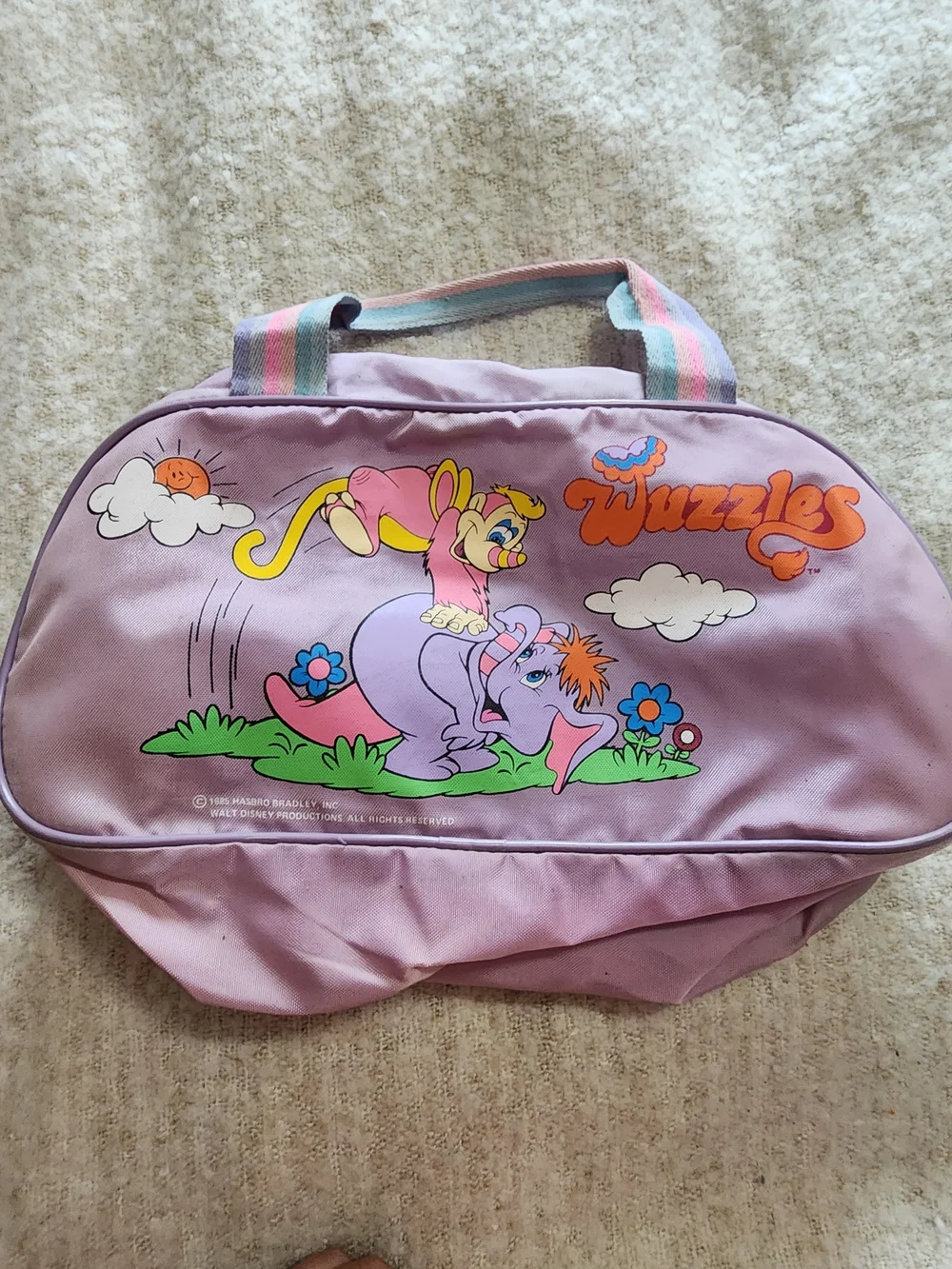 Vintage 1985 Disney The Wuzzles Duffel Bag Hasbro Bradley Purple Retro 80s Kids